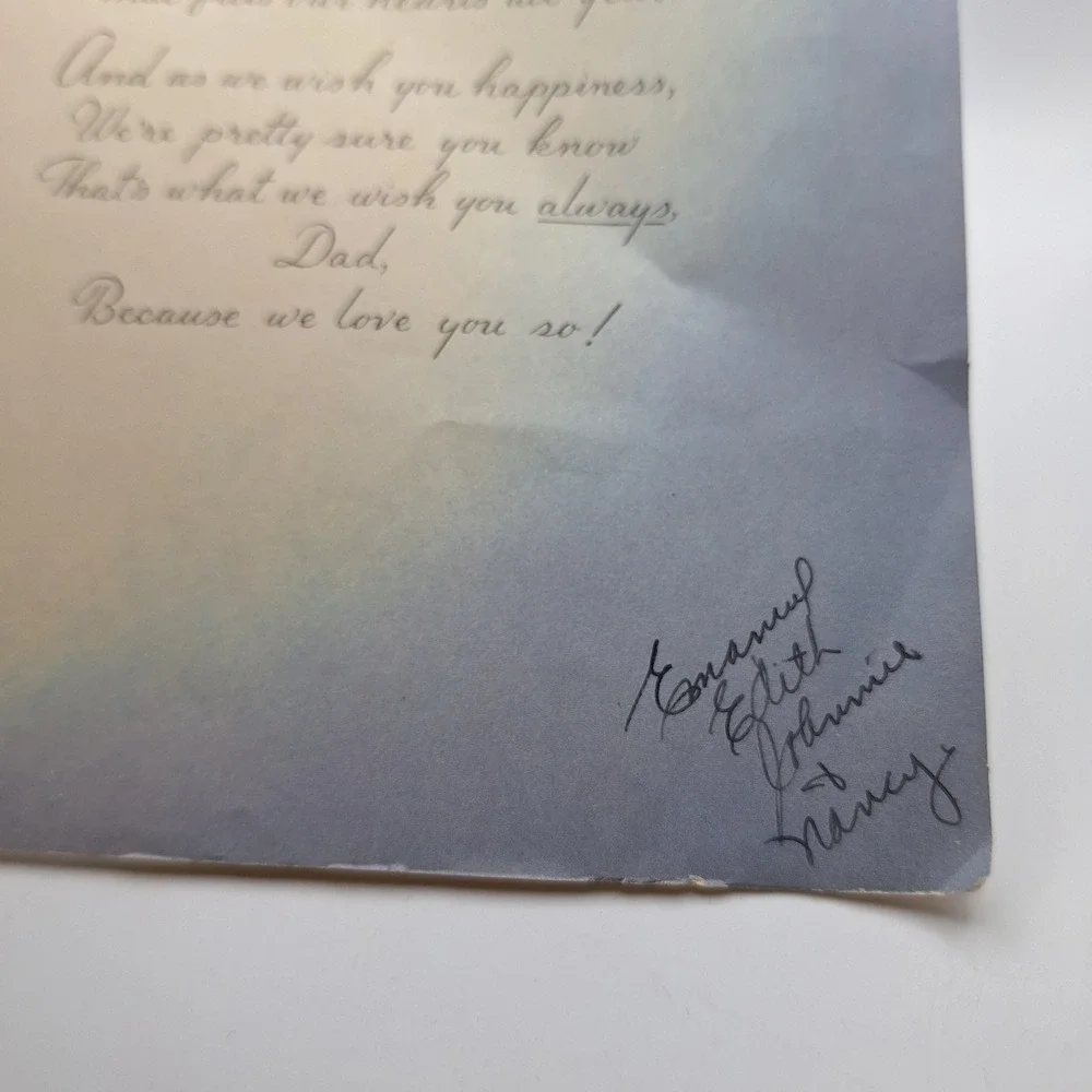 Vintage Fathers Day Card For Our Dad Blue Flowers Rust Craft‎ Boston
